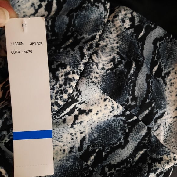 Jump Apparel Women's Large Strapless Bodycon Stretch Mini Dress Gray Print Zip - Picture 11 of 11